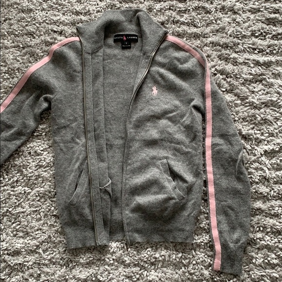 RL Pink Pony cashmere turtleneck cardigan